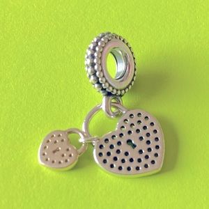Pandora Sterling Silver Heart Padlock Enamel Charm